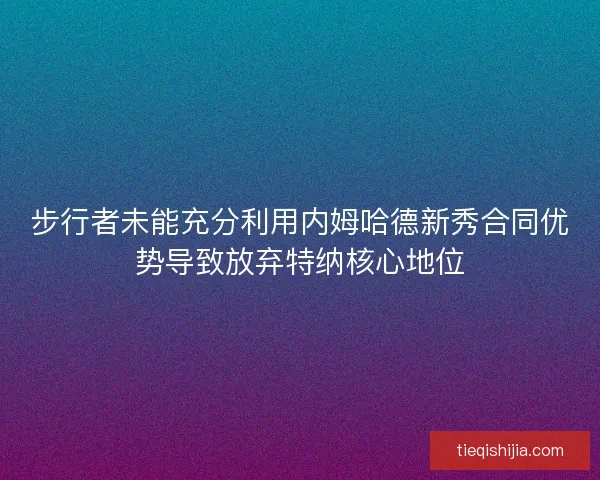 步行者未能充分利用内姆哈德新秀合同优势导致放弃特纳核心地位
