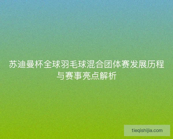 苏迪曼杯全球羽毛球混合团体赛发展历程与赛事亮点解析