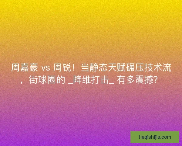 周嘉豪 vs 周锐！当静态天赋碾压技术流，街球圈的 _降维打击_ 有多震撼？