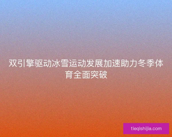 双引擎驱动冰雪运动发展加速助力冬季体育全面突破