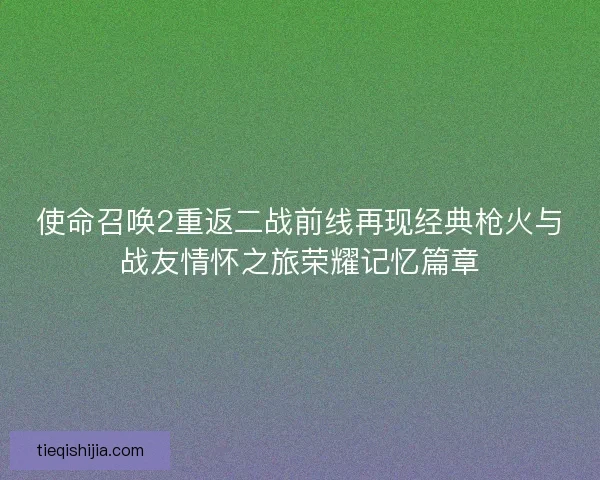 使命召唤2重返二战前线再现经典枪火与战友情怀之旅荣耀记忆篇章