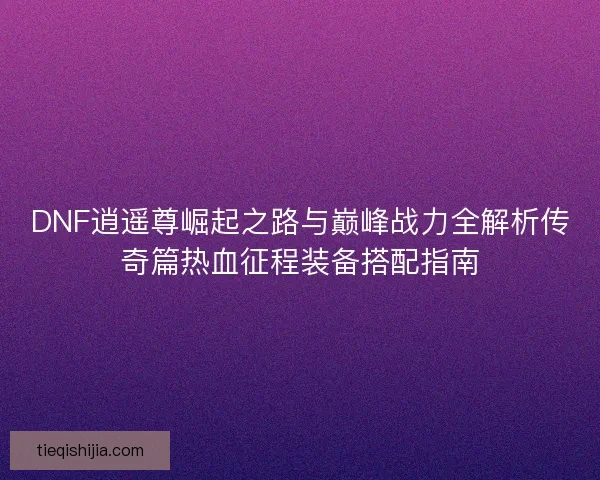 DNF逍遥尊崛起之路与巅峰战力全解析传奇篇热血征程装备搭配指南